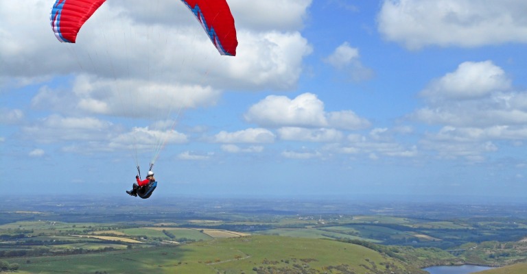 Paraglider over Dartmoor