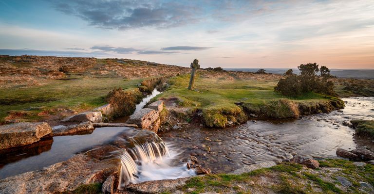 Ancient cross at Windy Post, Dartmoor, England