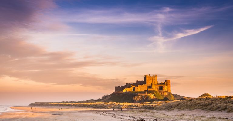 Bamburgh Castle on the beach, North East England