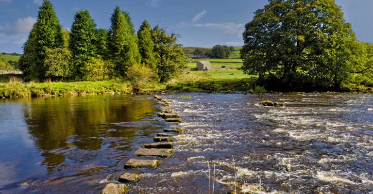 stepping stones across the river Wharfe