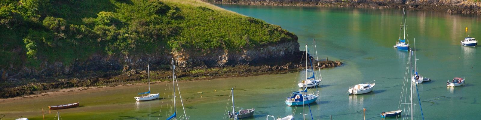 Yachts moored at Solva, Pembrokeshire coast