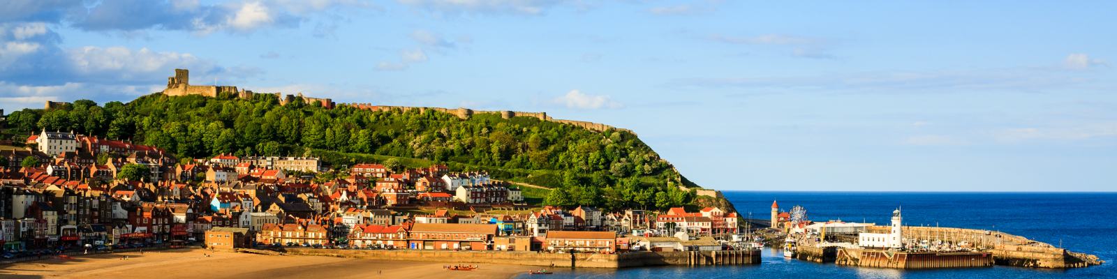 Scarborough beach and harbour, Yorkshire