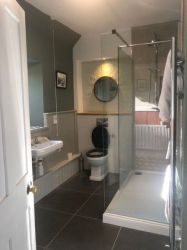 Downstairs bathroom with shower