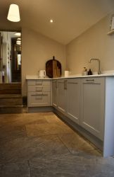 Galley Kitchen well stocked with plenty of cooking equipment and crockery
