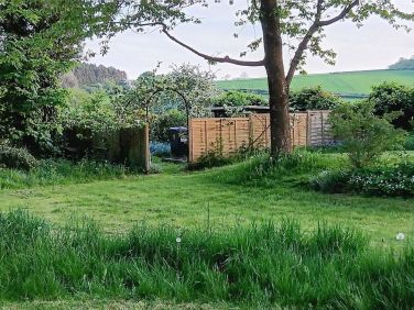 Apple tree arch and area for waste bins etc