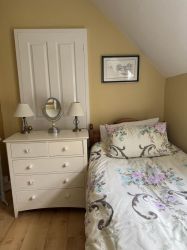 Twin room with garden views.