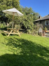 New for 2022 picnic table and bench to enjoy al fresco dining in back garden