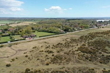 Aerial view of Bartley House and Barn East Boldre from the forest