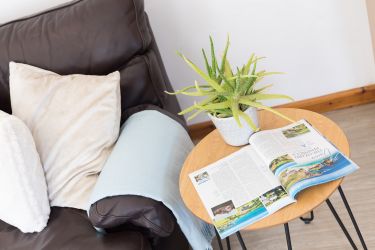 Comfy leather sofas.