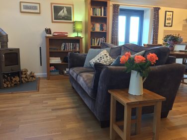 Living area with comfy sofa