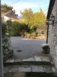 View from cottage door to guests garden
