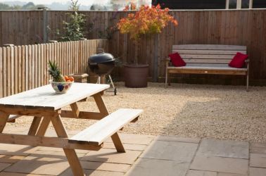 Patio to the rear, views over open countryside