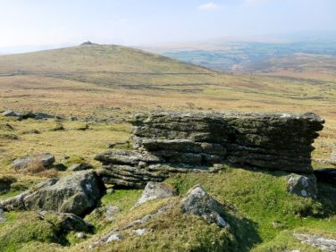 Arms Tor looking towards Brat Tor and with Cornwall in the distance