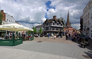 An attractive city with famous historic black and white architecture