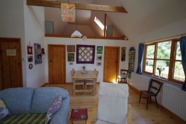 Comfy sitting area with dining table and chairs