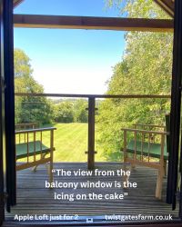 A comment from our guest book,"the view from the balcony window is the icing on the cake"