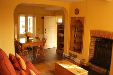 Living room, Woodturner and French window to courtyard