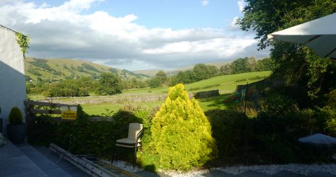 Evening view from the terrace & garden.