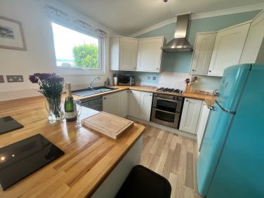 The kitchen area.