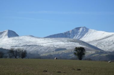 Snow capped Pen-y-fan.
