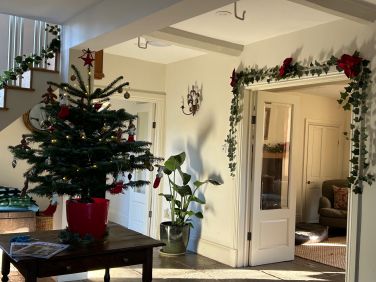 The hall at Christmas time.   Decorated from Thanksgiving (27th November) until 6th January