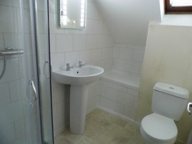 2020 Newly refurbished shower room with walk-in shower, pedestal with mirror, basin and wc