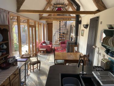 Comfortable living and dining areas