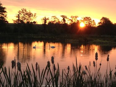 Sunset on fishing lake