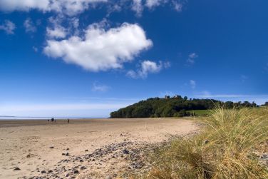 Llansteffan front beach with castle in background