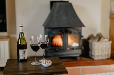 The fire provides the perfect backdrop for total relaxation.