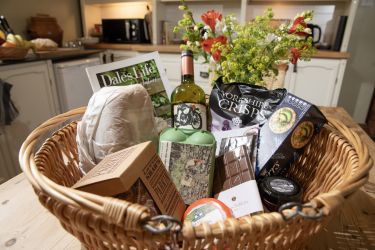 The welcome hamper is full of local produce and treats.