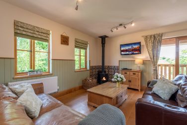 Wood burner in sitting area