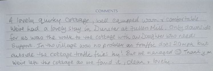 Fuller Mill Guest Book 20th June 2025 Barry & Sue Leicestershire