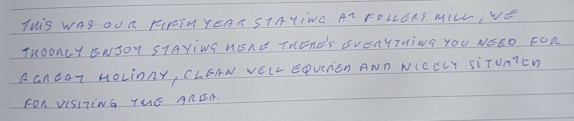 Fullers Mill Guest Book 19th Sept 2025 Dan & Helen