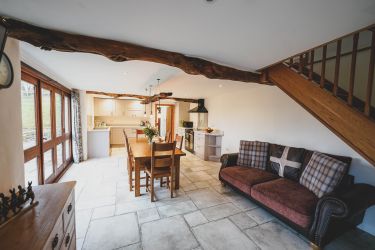 Dinning kitchen large room with folding doors
