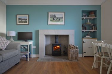 Living room with wood-burning stove