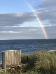 Our beach.......A pew with a view over Annstead Beach.