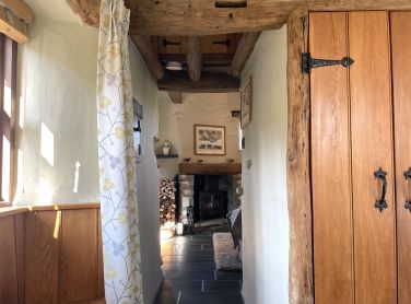 Looking towards the living room from the bedroom