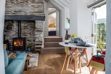 Living room 2: The Little Cottage, living space with dining area and log burner