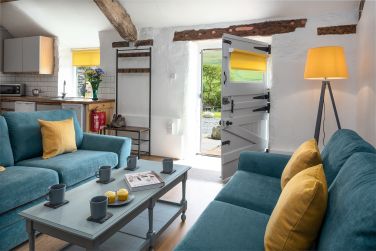 Living area at The Cowshed at Geufron Farm