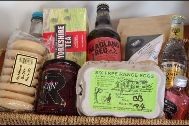 Welcome basket with local produce.