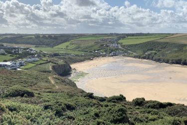 Mawgan Porth bay from the coast path