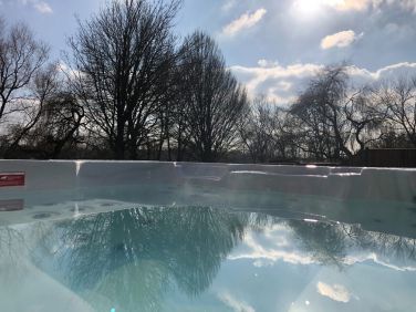 Winter view in the hot tub.