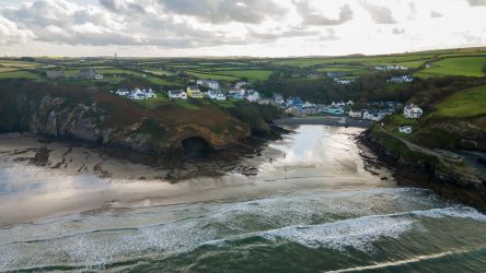 Aerial view of Little Haven from the sea.