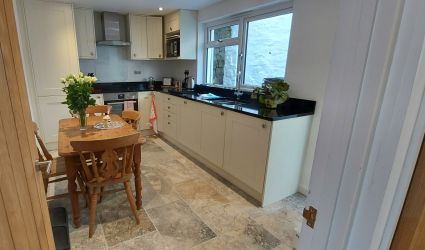 Modern kitchen with all integrated appliances.