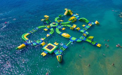 The kids will love inflatable Aquaventure at nearby Cotswold Country Park & Beach (additional fee)