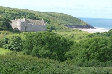 Manorbier castle and beach.The castle is a three minute walk from the beach house