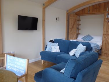 Interior of the Sea Breeze beach house sitting room area.