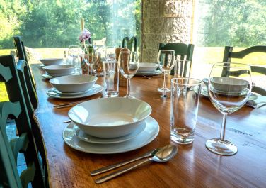 Light filled dining room Monnow Valley Studios Monmouthshire