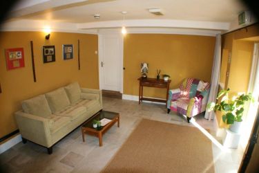 Warm atmosphere in the reception lounge at Monnow Valley Studios